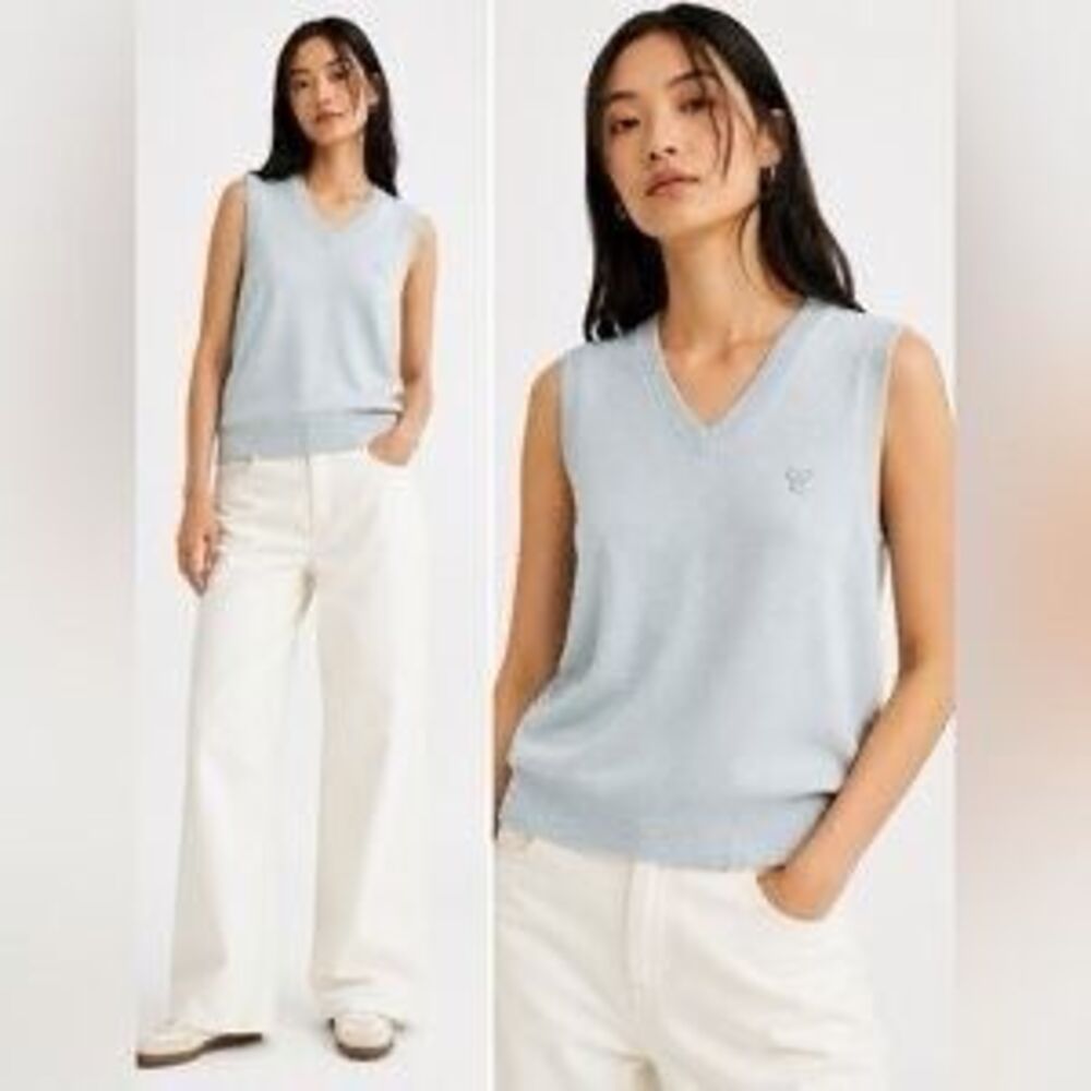 Aritzia TNA Moore Sweater Dune Blue Sz Large Vest